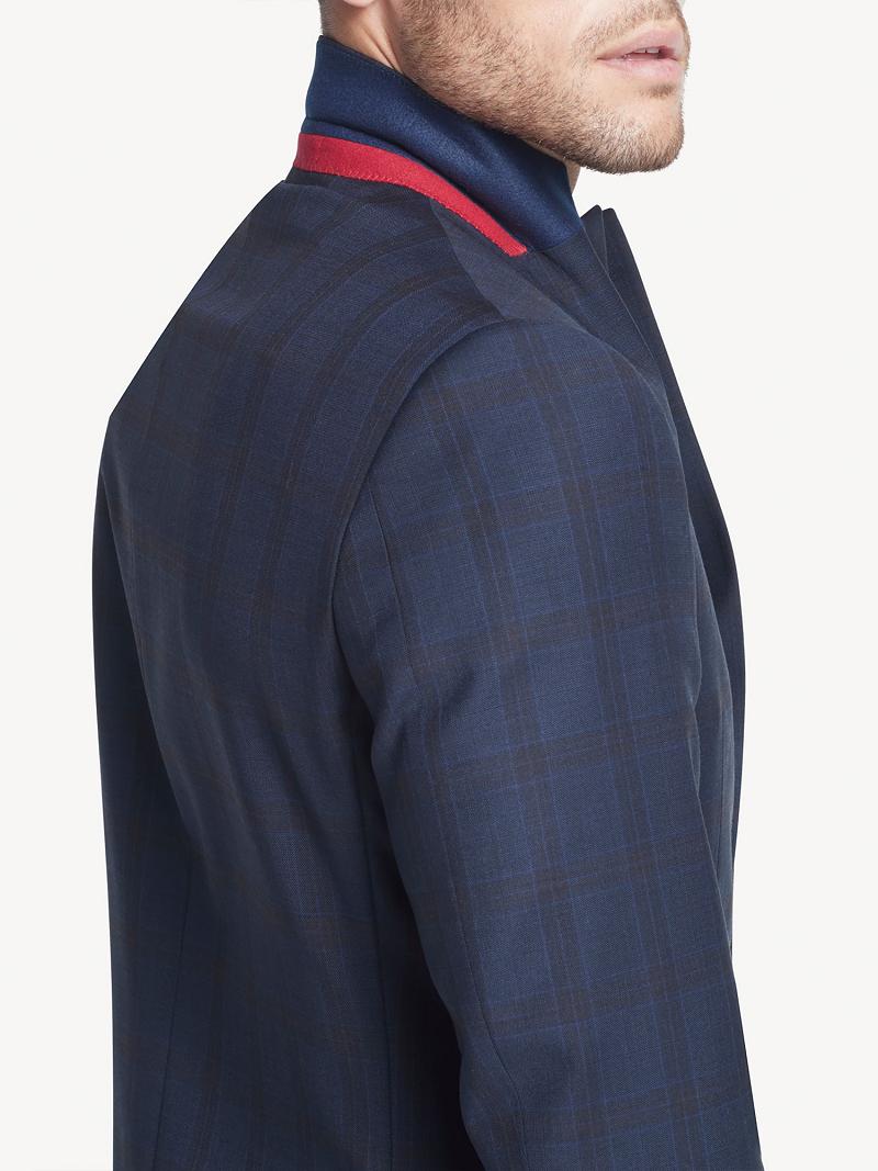 Férfi Tommy Hilfiger Regular fit plaid wool Blézerek Kék | HU 1272GSO